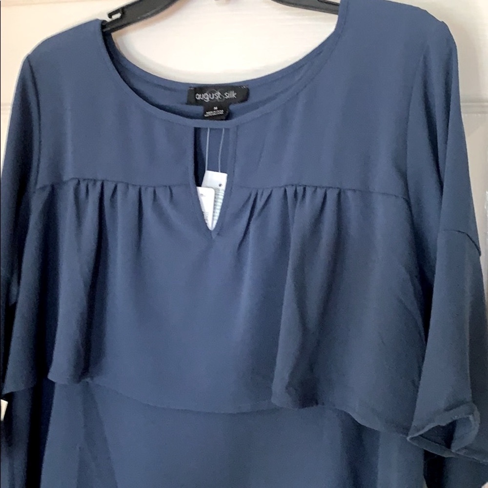 AUGUST SILK RUFFLE TOP - Picture 2 of 7